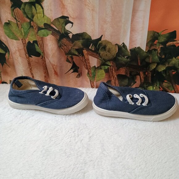 Kids Swiggles Toddler Sz 7 Navy Blue Canvas Lace-Up Sneakers Lo-Tops - Picture 4 of 6